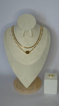 Conjunto piedra Roja con anillo ovalado