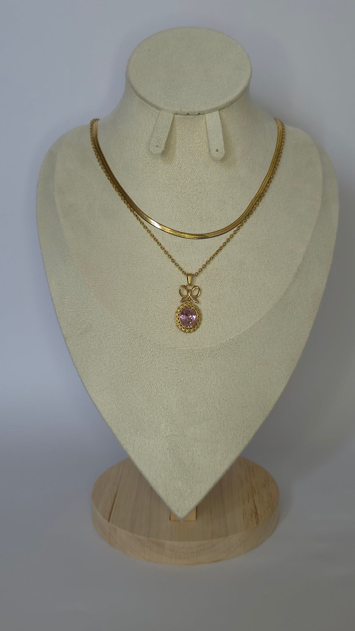 Conjunto piedra rosa con pulsera