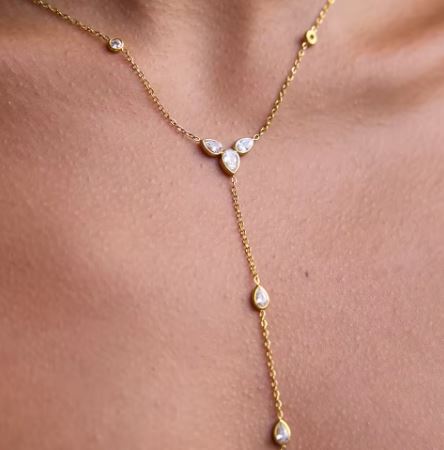 Colgante de circonita blanca y cadena en Y