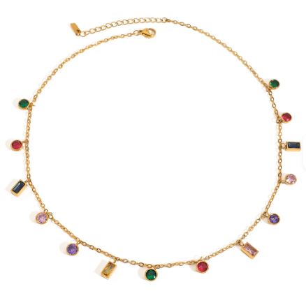 Collar circonita de cristal multicolor