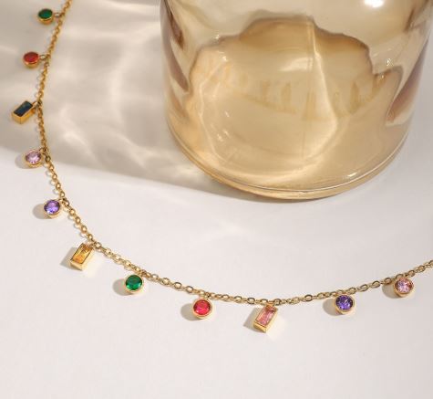 Collar circonita de cristal multicolor