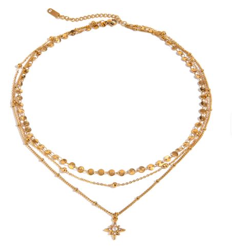 Collar con dije de estrella de tres capas
