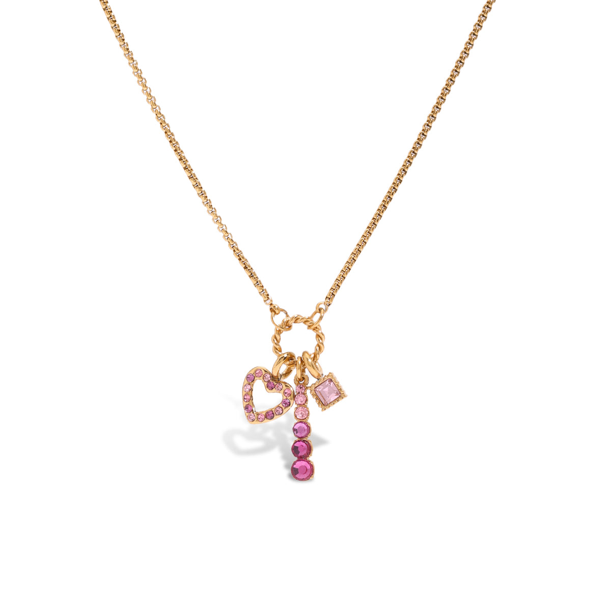 Collar con colgante de bloques de circonita rosa