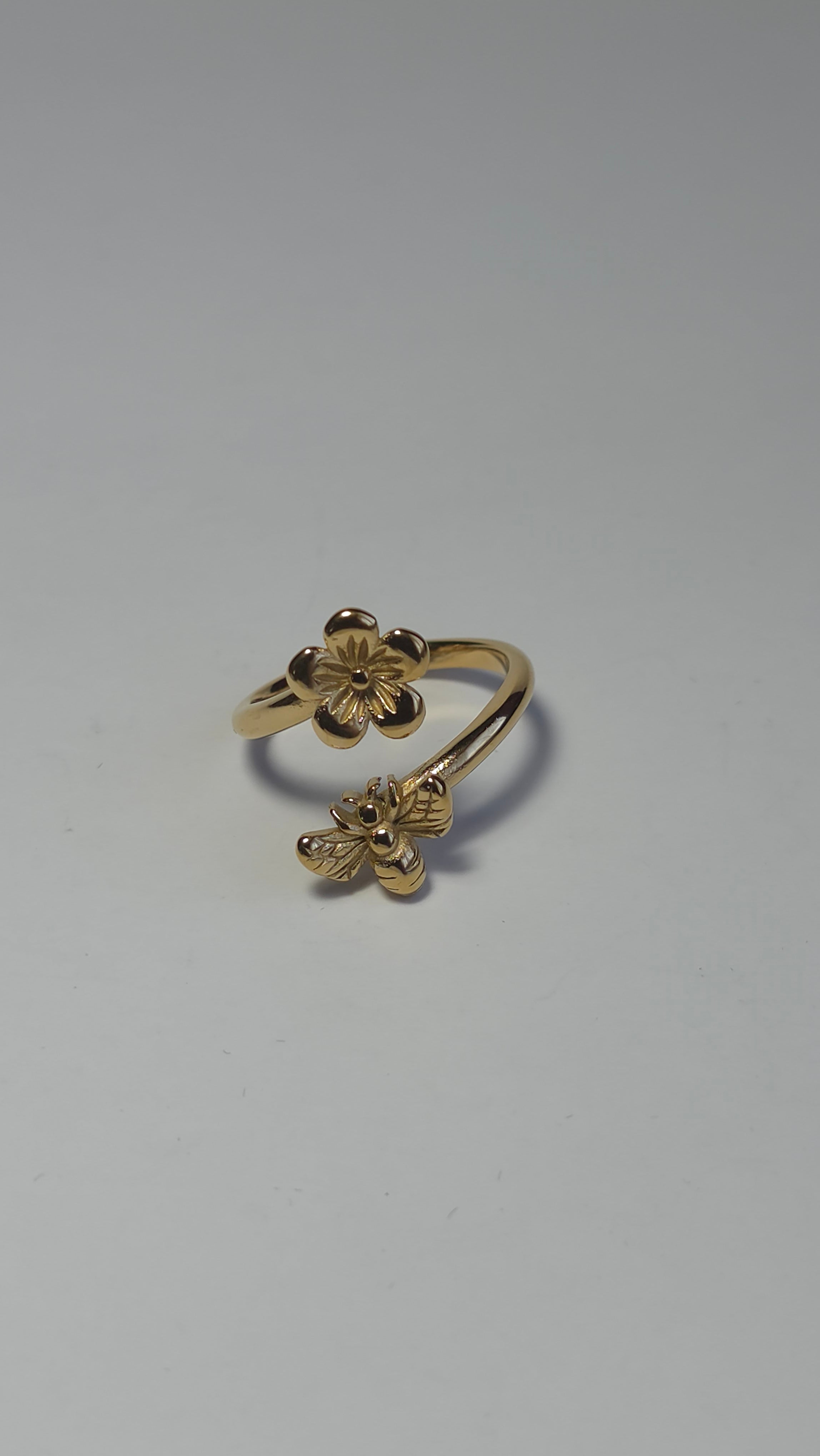 Anillo ajustable flor y abeja