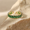 Anillos ajustables con circonita verde y rosada