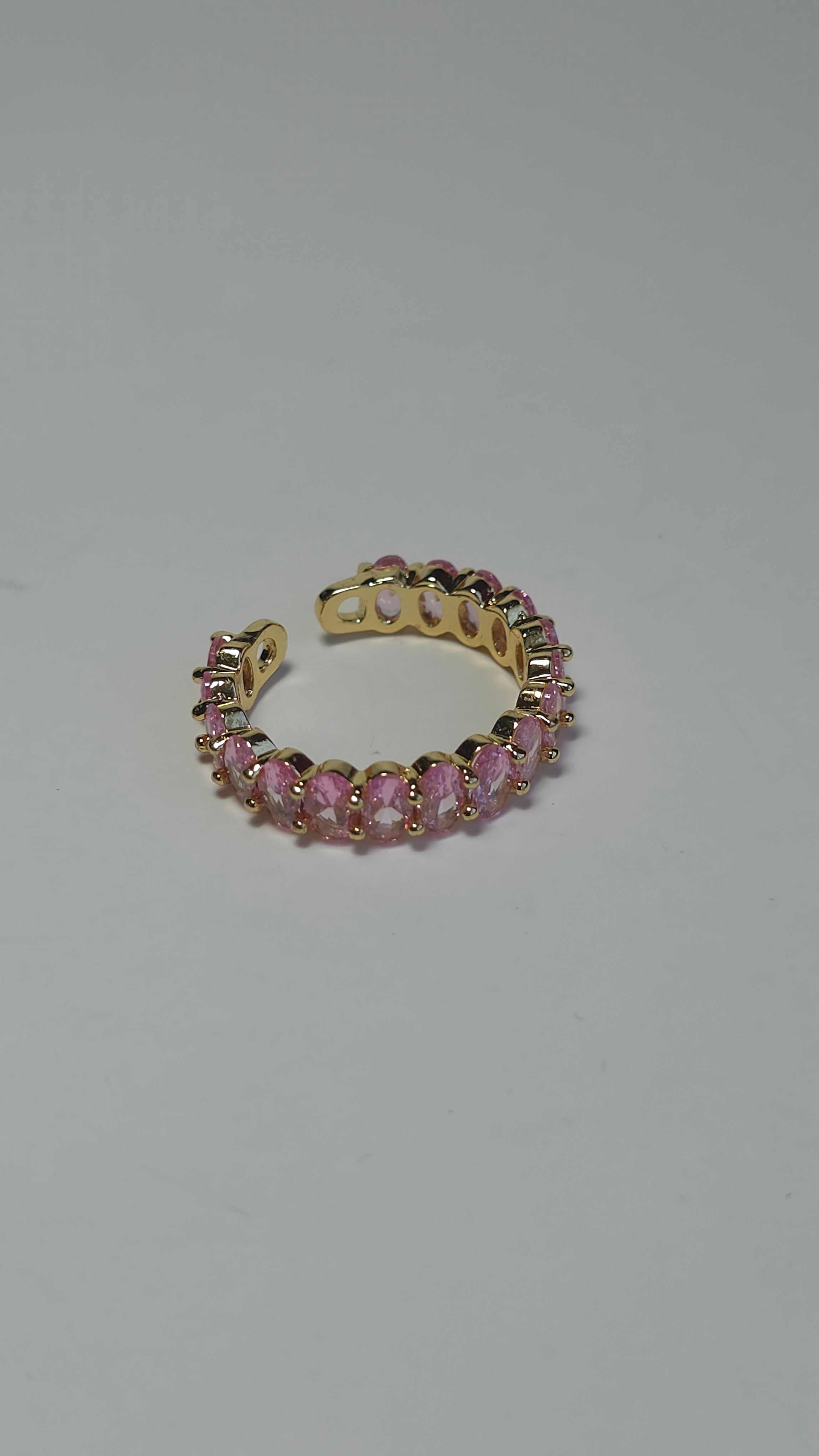 Anillos ajustables con circonita verde y rosada