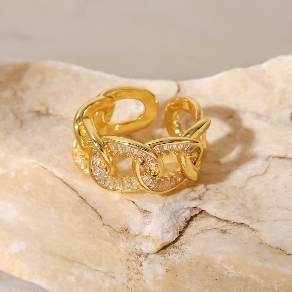 Anillo abierto de circonia cúbica ajustable