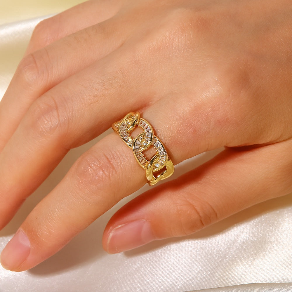 Anillo abierto de circonia cúbica ajustable
