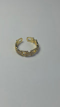 Anillos circonita cúbica, con diseño de cadena en forma de U y cierre