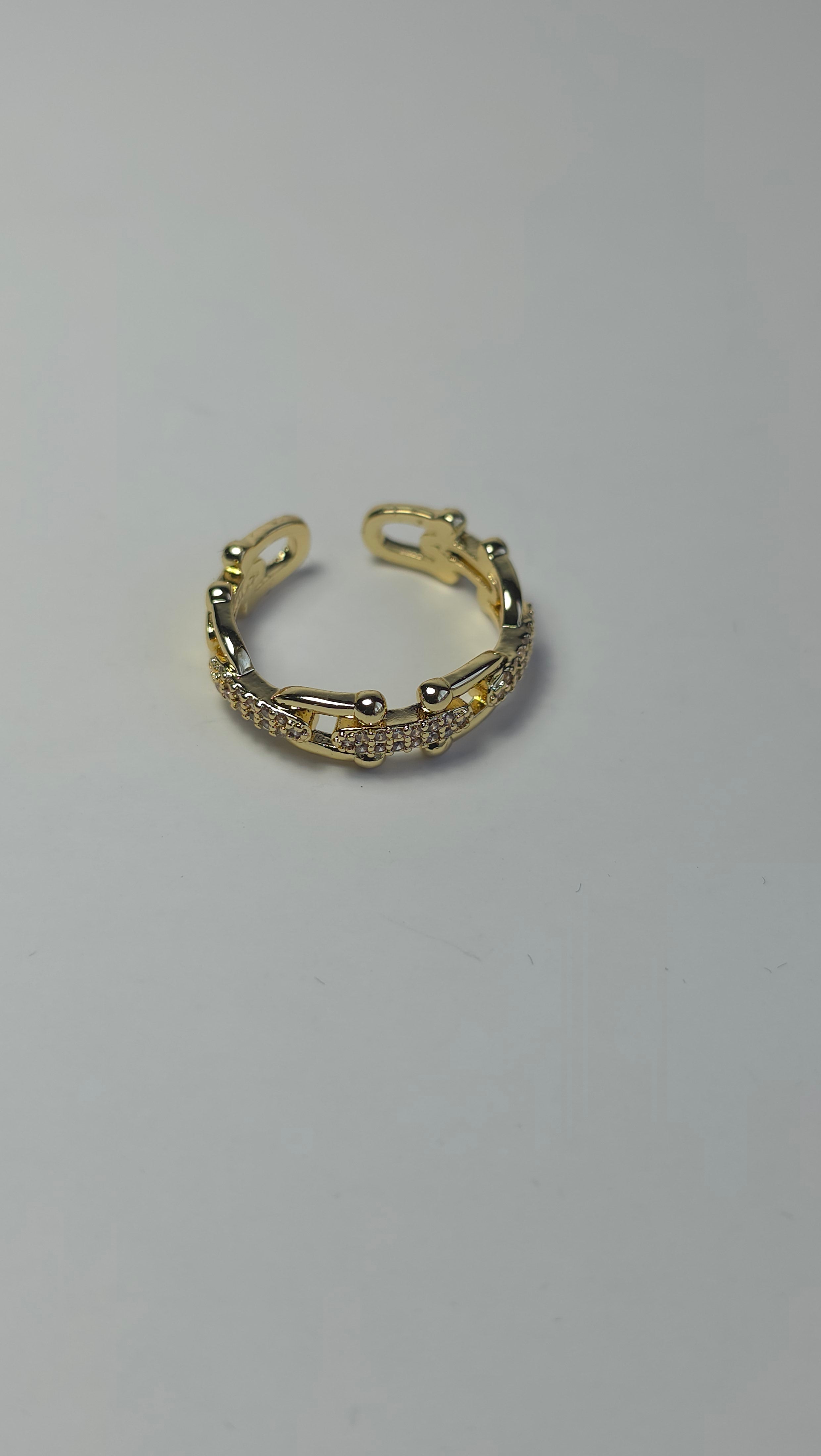 Anillos circonita cúbica, con diseño de cadena en forma de U y cierre