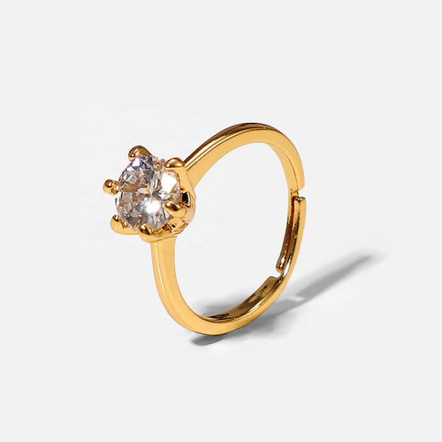 Anillo solitario con circonita transparente con circonita cúbica